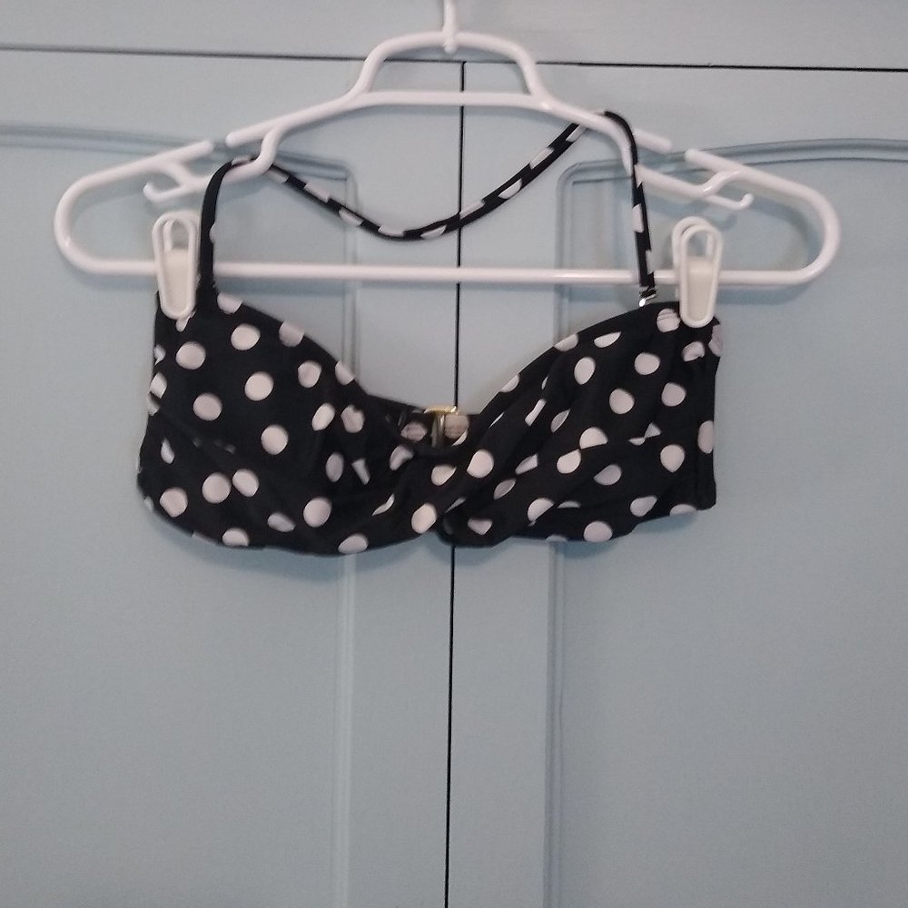 Bandeau Black & White Polka Dot Bikini Top